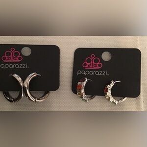Paparazzi New Bundle of 2 pairs of small Silver Hoop Earrings